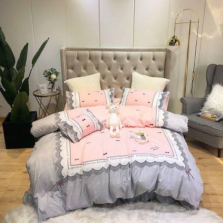 貨牛牛家紡公主房四件套 粉色少女心的純棉夢(mèng)境